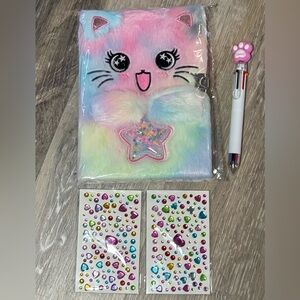 Rainbow Plush Cat Diary Set